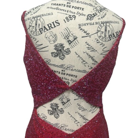 Amarra Red Cherry Cutout Mini Dress - Rhinestone V-back - Size 6 - Style 20168 - Picture 11 of 16